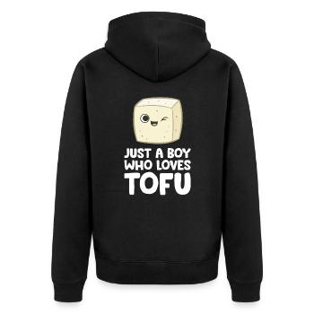 Juste un garçon qui aime le tofu - Veste à capuche bio Premium Unisexe - noir - Dos - Nico (187cm)