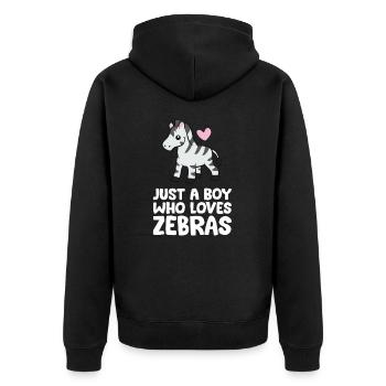 Juste un garçon qui aime les zèbres - Veste à capuche bio Premium Unisexe - noir - Dos - Nico (187cm)