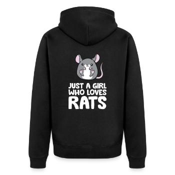 Juste une fille qui aime les rats - Veste à capuche bio Premium Unisexe - noir - Dos - Nico (187cm)