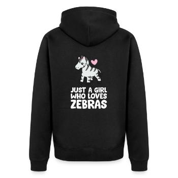 Nur ein Mädchen, das Zebras liebt - Unisex Premium Bio Zip Hoodie - Schwarz - Hinten - Nico (187cm)