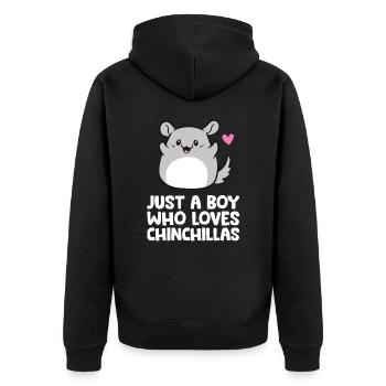 Nur ein Junge, der Chinchillas liebt - Unisex Premium Bio Zip Hoodie - Schwarz - Hinten - Nico (187cm)
