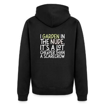 Je jardine dans le nu Je jardin drôle - Veste à capuche bio Premium Unisexe - noir - Dos - Nico (187cm)