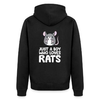 Just a Boy Who Loves Rats - Unisex Premium Organic Zip Hoodie - black - Back - Nico (187cm)