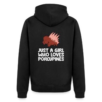 Juste une fille qui aime les porcs-épics - Veste à capuche bio Premium Unisexe - noir - Dos - Nico (187cm)