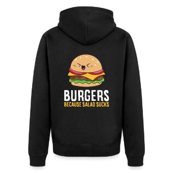 Burger parce que la merde de salade est drôle Hamburger - Veste à capuche bio Premium Unisexe - noir - Dos - Nico (187cm)