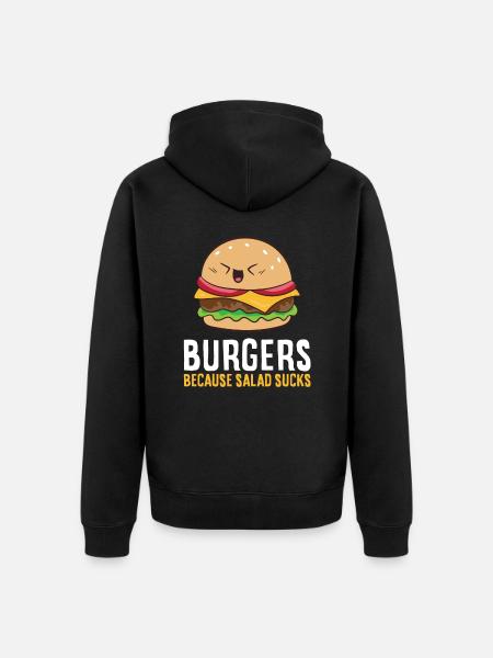 Burger fordi salat lort er sjov hamburger - Premium økologisk unisex-hættejakke - sort