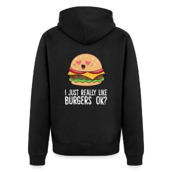 J’aime vraiment hamburgers fast food drôle - Veste à capuche bio Premium Unisexe - noir - Dos - Nico (187cm)