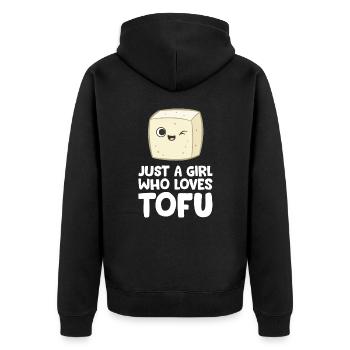 Juste une fille qui aime le tofu - Veste à capuche bio Premium Unisexe - noir - Dos - Nico (187cm)