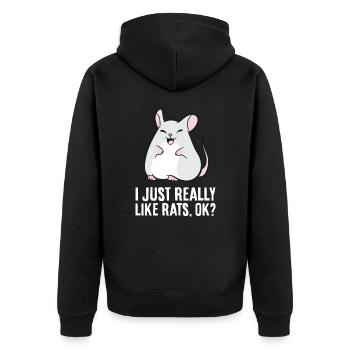 Amoureux des rats, j’aime vraiment les rats, d’accord les rats mignons - Veste à capuche bio Premium Unisexe - noir - Dos - Nico (187cm)