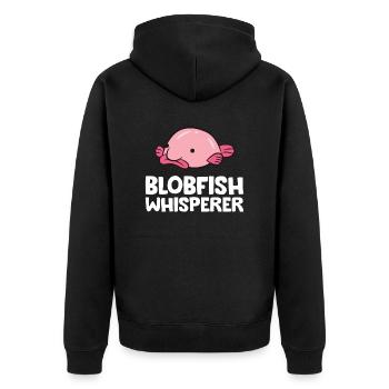 Blobfish Whisperer Funny Blobfish - Unisex Premium Organic Zip Hoodie - black - Back - Nico (187cm)