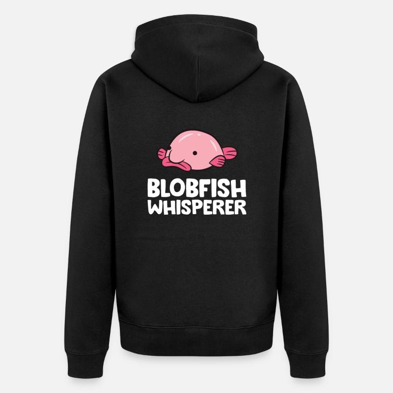 Blobfischflüsterer Lustiger Blobfisch - Unisex Premium Bio Zip Hoodie - Schwarz