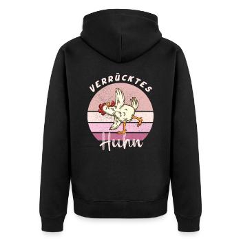 Verrücktes Huhn I Landwirt Humor Bauer - Unisex Premium Bio Zip Hoodie - Schwarz - Hinten - Nico (187cm)