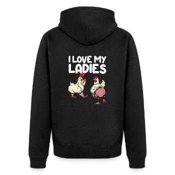 J’aime mes dames Je Poulet Poulet Poulet Drôle - Veste à capuche bio Premium Unisexe - noir - Dos - Nico (187cm)