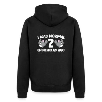 Chinchilla Pet Owner I Was Normal 2 Chinchillas - Unisex Premium Organic Zip Hoodie - black - Back - Nico (187cm)