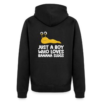 Juste un garçon qui aime les escargots bananes - Veste à capuche bio Premium Unisexe - noir - Dos - Nico (187cm)
