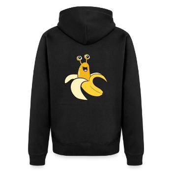 Banana Slug In Banana Funny Banana Slug - Unisex Premium Organic Zip Hoodie - black - Back - Nico (187cm)