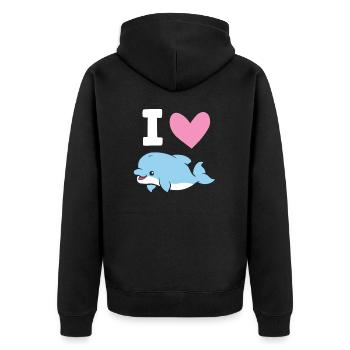 I Love Dolphins Sea Ocean Cute Dolphin - Unisex Premium Organic Zip Hoodie - black - Back - Nico (187cm)