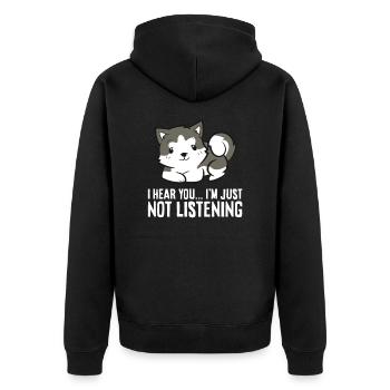 Husky Dog Je t’entends, je n’écoute tout simplement pas - Veste à capuche bio Premium Unisexe - noir - Dos - Nico (187cm)