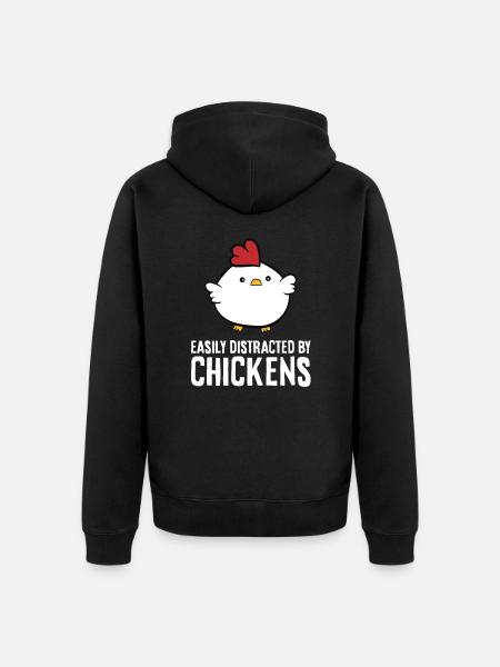 Easily Distracted By Chickens - Unisex Premium Organic Zip Hoodie - black