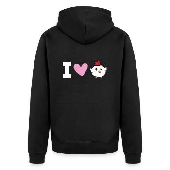 Hühner lieben Ich liebe Hühner - Unisex Premium Bio Zip Hoodie - Schwarz - Hinten - Nico (187cm)
