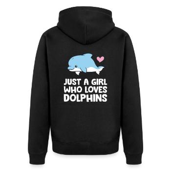 Just a Girl Who Loves Dolphins - Unisex Premium Organic Zip Hoodie - black - Back - Nico (187cm)