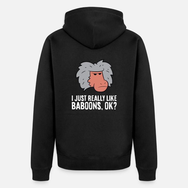 J’aime beaucoup les babouins - Veste à capuche bio Premium Unisexe - noir
