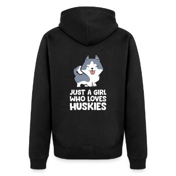 Siberian Husky Girl Just a Girl Who Loves Huskies - Unisex Premium Bio Zip Hoodie - Schwarz - Hinten - Nico (187cm)