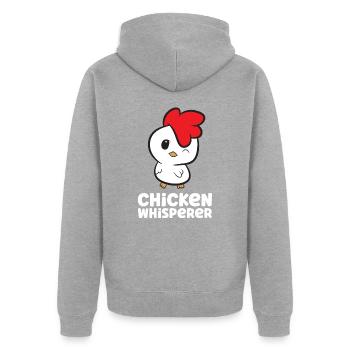 Huhn Tierhaltung Hahn Hühner Hühnerflüsterer - Unisex Premium Bio Zip Hoodie - Grau meliert - Hinten - Nico (187cm)