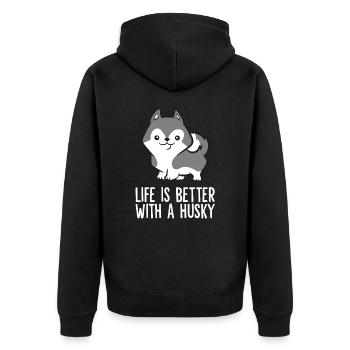 La vie est meilleure avec un Husky Sibérien - Veste à capuche bio Premium Unisexe - noir - Dos - Nico (187cm)