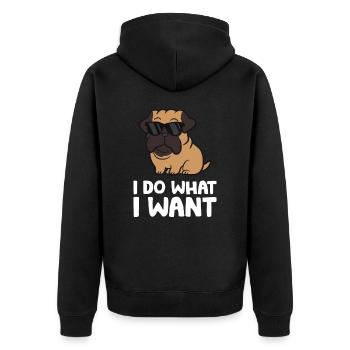 Ich mache was ich will Lustiger Mastiff Hund - Unisex Premium Bio Zip Hoodie - Schwarz - Hinten - Nico (187cm)
