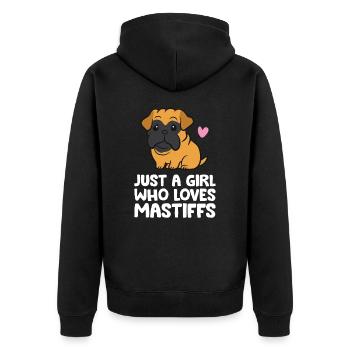 Nur ein Mädchen, das italienische Mastiffs liebt - Unisex Premium Bio Zip Hoodie - Schwarz - Hinten - Nico (187cm)
