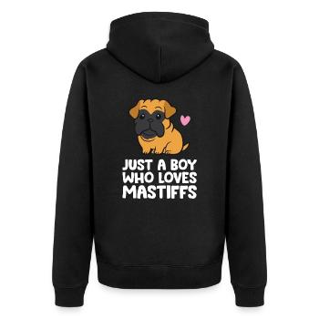 Nur ein Junge, der italienische Doggen liebt - Unisex Premium Bio Zip Hoodie - Schwarz - Hinten - Nico (187cm)