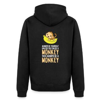 Sei immer du selbst, außer du kannst ein Affe sein - Unisex Premium Bio Zip Hoodie - Schwarz - Hinten - Nico (187cm)