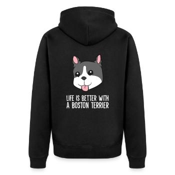 Life Is Better With A Boston Terrier - Unisex Premium Organic Zip Hoodie - black - Back - Nico (187cm)