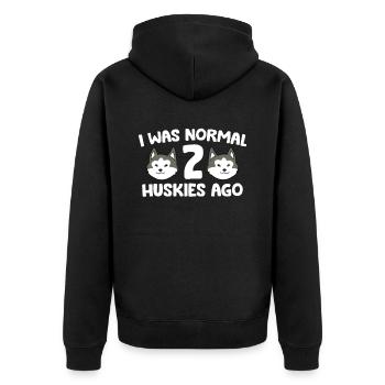 Ich war normal 2 Huskys vor Siberian Husky Hund - Unisex Premium Bio Zip Hoodie - Schwarz - Hinten - Nico (187cm)