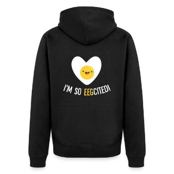 Ich bin so aufgeregt Frühstück Witz Humor Eier - Unisex Premium Bio Zip Hoodie - Schwarz - Hinten - Nico (187cm)