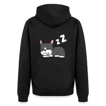 Boston Terrier Lazy Mignon Dormeur - Veste à capuche bio Premium Unisexe - noir - Dos - Nico (187cm)
