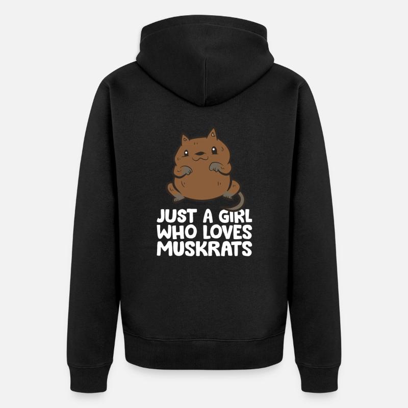 Nur ein Mädchen, das Bisamratten liebt - Unisex Premium Bio Zip Hoodie - Schwarz