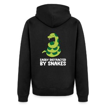 Facilement distrait par les serpents - Veste à capuche bio Premium Unisexe - noir - Dos - Nico (187cm)