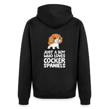 Just a Boy Who Loves Cocker Spaniels - Unisex Premium Organic Zip Hoodie - black - Back - Nico (187cm)
