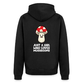 Juste une fille qui aime les champignons - Veste à capuche bio Premium Unisexe - noir - Dos - Nico (187cm)