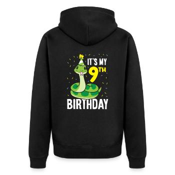 Snakes It's My 9th Birthday 9 Year Old Birthday - Unisex Premium Bio Zip Hoodie - Schwarz - Hinten - Nico (187cm)