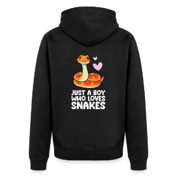 Just a Boy Who Loves Snakes Cute Snake - Unisex Premium Bio Zip Hoodie - Schwarz - Hinten - Nico (187cm)