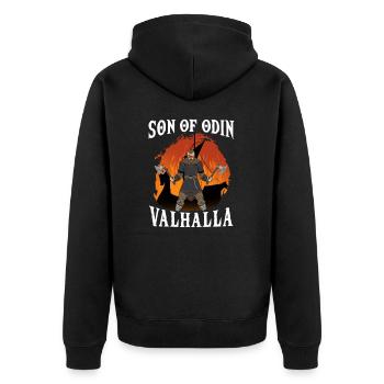 Son of Odin Viking Warrior - Unisex Premium Organic Zip Hoodie - black - Back - Nico (187cm)