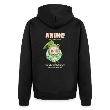 Anime ist wie Latein Anime Manga Girl - Unisex Premium Bio Zip Hoodie - Schwarz - Hinten - Nico (187cm)