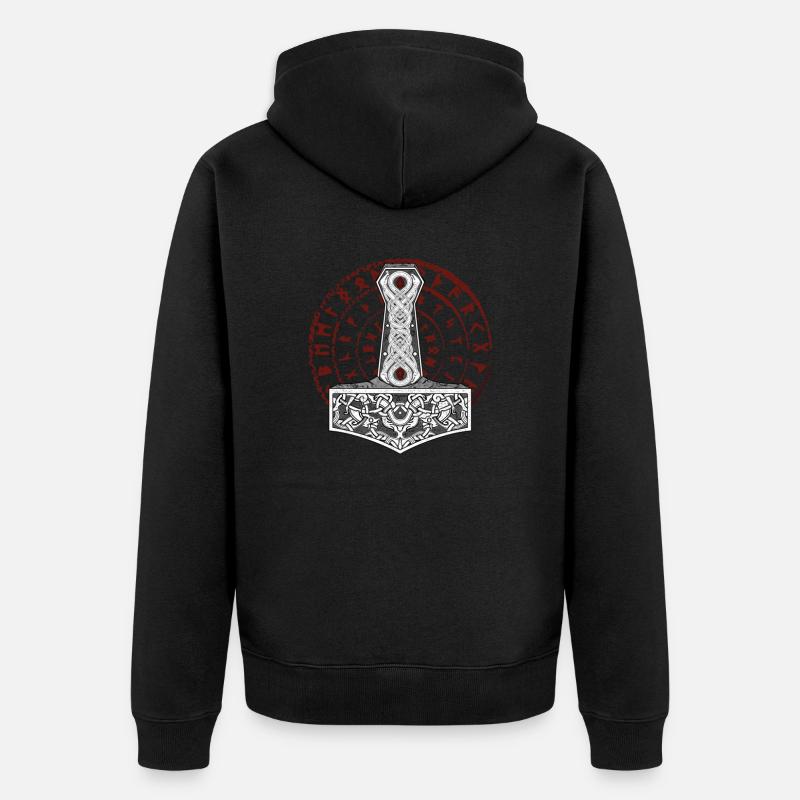 Viking Hammer Mjolnir - Unisex Premium Bio Zip Hoodie - Schwarz