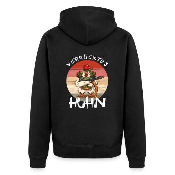 Crazy Chicken Funny Farmer - Unisex Premium Organic Zip Hoodie - black - Back - Nico (187cm)