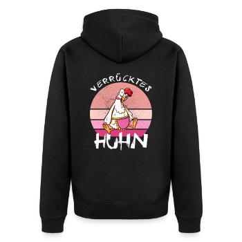 Crazy Chicken Funny Farmer - Unisex Premium Organic Zip Hoodie - black - Back - Nico (187cm)