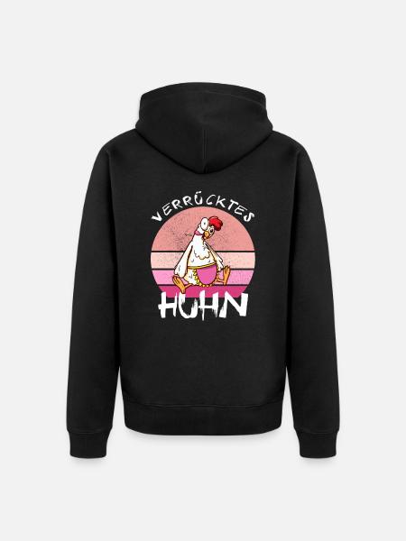 Crazy Chicken Funny Farmer - Unisex Premium Organic Zip Hoodie - black