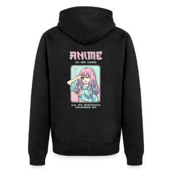 Anime ist wie Latein Anime Mange Girl lustig - Unisex Premium Bio Zip Hoodie - Schwarz - Hinten - Nico (187cm)